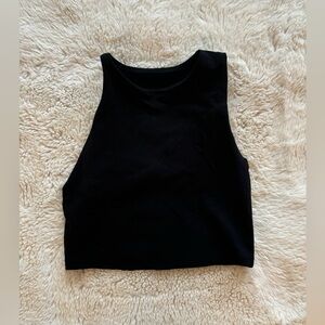 Lululemon Asymmetrical Ribbed Cropped Yoga Tank Top in Black